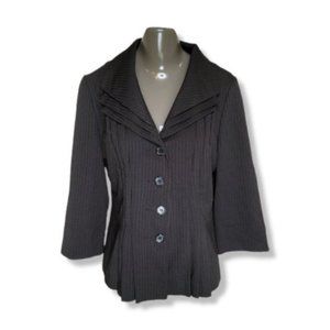 T. Milano Women's Black Polyester Blend Long Sleeve Button Front Blazer Size 12